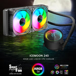 Refroidisseur CPU à eau intégré COOLMOON CM-YM-240T édition lentille numérique ARGB avec affichage de température, ventilateur CPU, CM-YM-240T