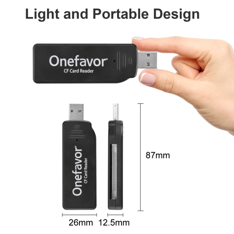 Lecteur de carte CF USB2.0 haute vitesse Onefavor, lecteur de carte CF