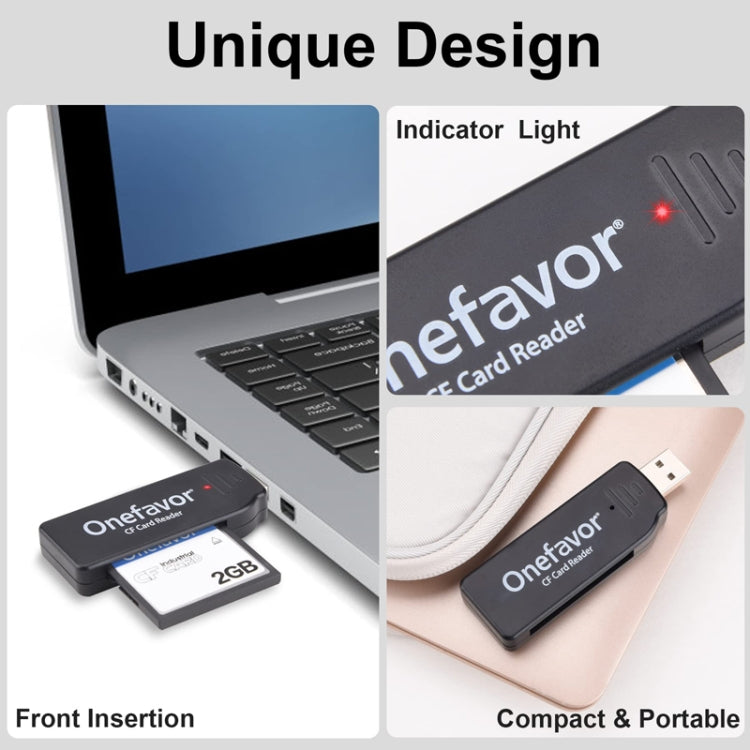 Lecteur de carte CF USB2.0 haute vitesse Onefavor, lecteur de carte CF