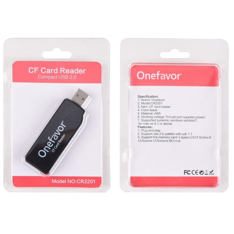 Lecteur de carte CF USB2.0 haute vitesse Onefavor, lecteur de carte CF