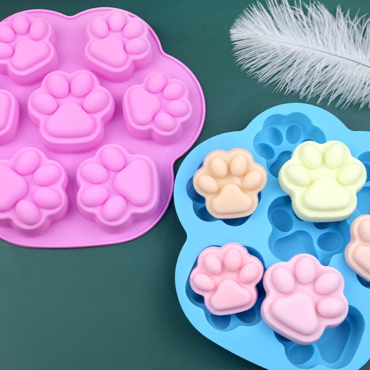 7 cavités Petites et Grandes Empreintes de Patte de Chat Moule à Gâteau en Silicone Dessin Animé DIY Savons Faits à la Main Huile Essentielle, Rose, Bleu Clair