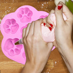 7 cavités Petites et Grandes Empreintes de Patte de Chat Moule à Gâteau en Silicone Dessin Animé DIY Savons Faits à la Main Huile Essentielle, Rose, Bleu Clair