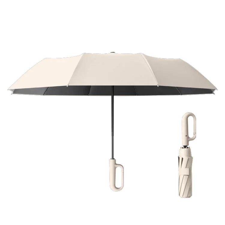Parapluie pliable entièrement automatique pluie ou soleil unisexe, ombrelle pare-soleil, Beige avant 105cm, Bleu avant 105cm, Gris avant 105cm, Beige avant 125cm, Bleu avant 125cm, Gris avant 125cm, Beige arrière 105cm, Bleu arrière 105cm