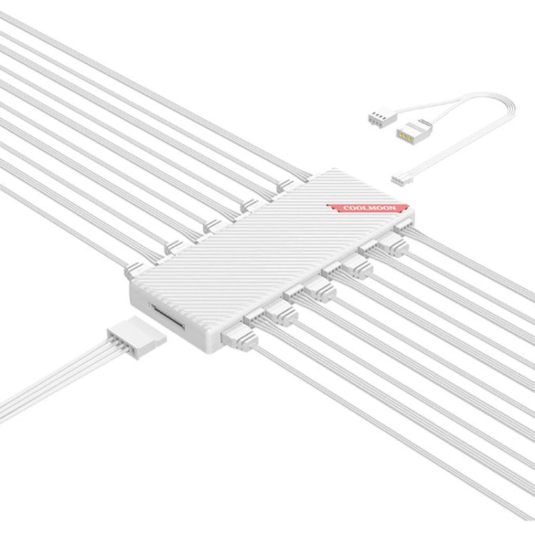 COOLMOON AM10 ARGB+PWM répartiteur de contrôle de température à double port 10, ventilateur de boîtier 5V 3 broches HUB