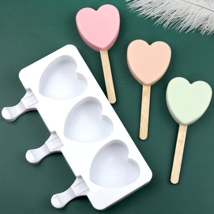 Modèle de crème glacée en forme de cœur à 3 grilles, moule à pudding DIY sans bâton, cœur à 3 grilles