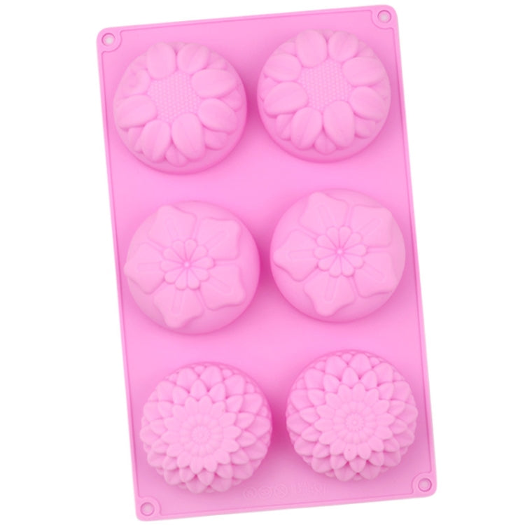 Moule à gâteau en silicone en forme de fleur à 6 grilles et 3 groupes, moule à savon fait à la main, moule à gâteau de lune tournesol, 6 grilles en forme de fleur