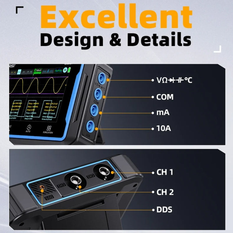 Oscilloscope numérique à panneau plat double canal FNIRSI 2C53P, multimètre, générateur de signaux 3 en 1, 2C53P