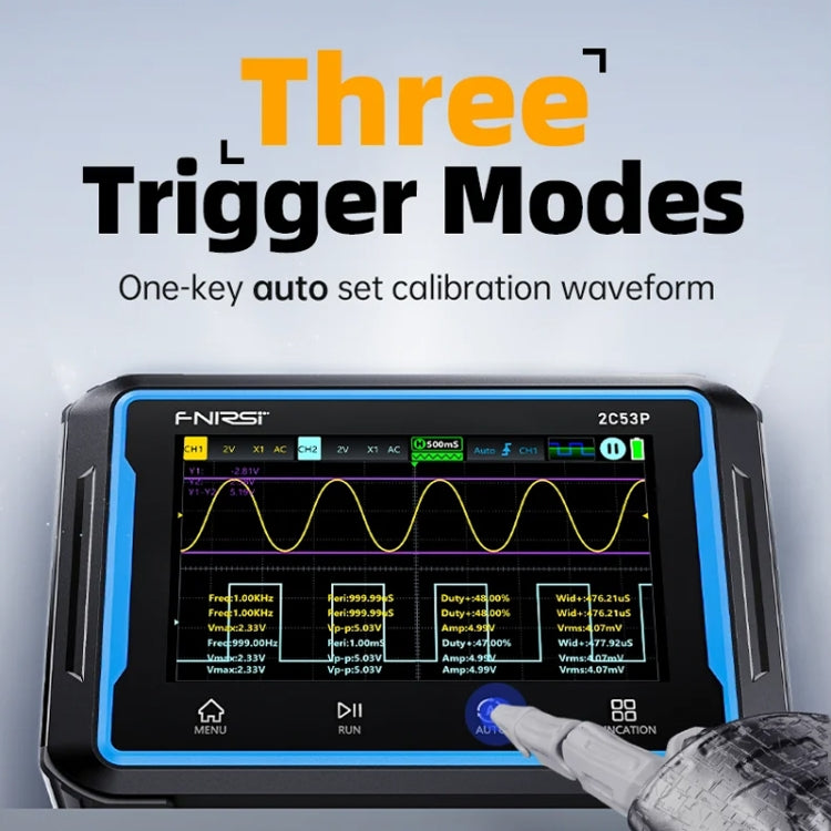 Oscilloscope numérique à panneau plat double canal FNIRSI 2C53P, multimètre, générateur de signaux 3 en 1, 2C53P