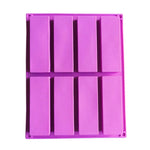 Moule à Savon Fait à la Main en Silicone Rectangulaire à 8 Grilles, Moule d'Aromathérapie DIY, Bleu Clair, Violet, Rose