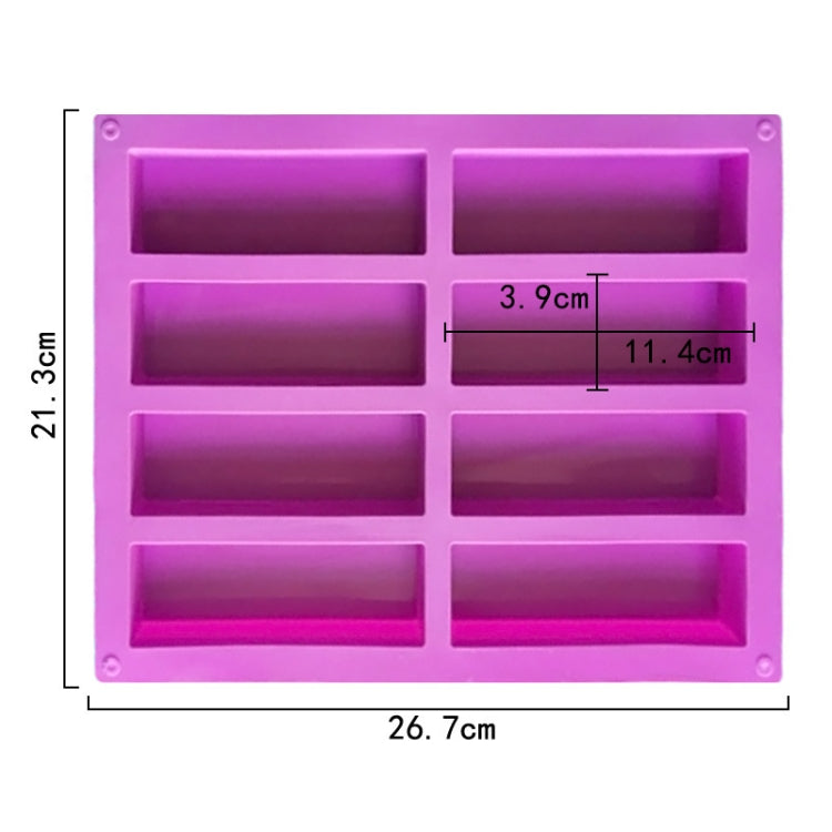 Moule à Savon Fait à la Main en Silicone Rectangulaire à 8 Grilles, Moule d'Aromathérapie DIY, Bleu Clair, Violet, Rose