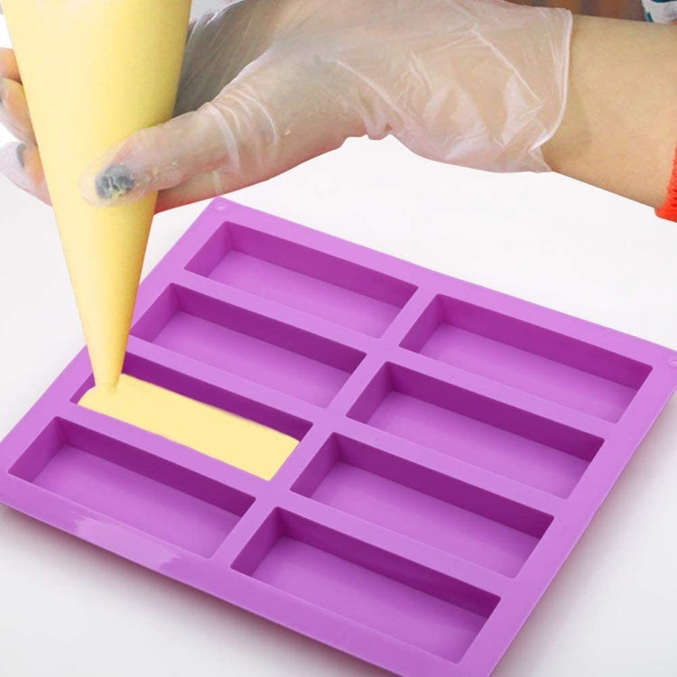 Moule à Savon Fait à la Main en Silicone Rectangulaire à 8 Grilles, Moule d'Aromathérapie DIY, Bleu Clair, Violet, Rose