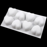 Moule à chocolat en silicone en forme de cœur à 8 cavités, moule à savon aromatique fait à la main, 8 cavités en forme de cœur