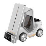 T20 Chargeur sans fil Réveil de bureau 5-en-1 en forme de voiture avec lumière d'ambiance, blanc, gris, jaune, orange