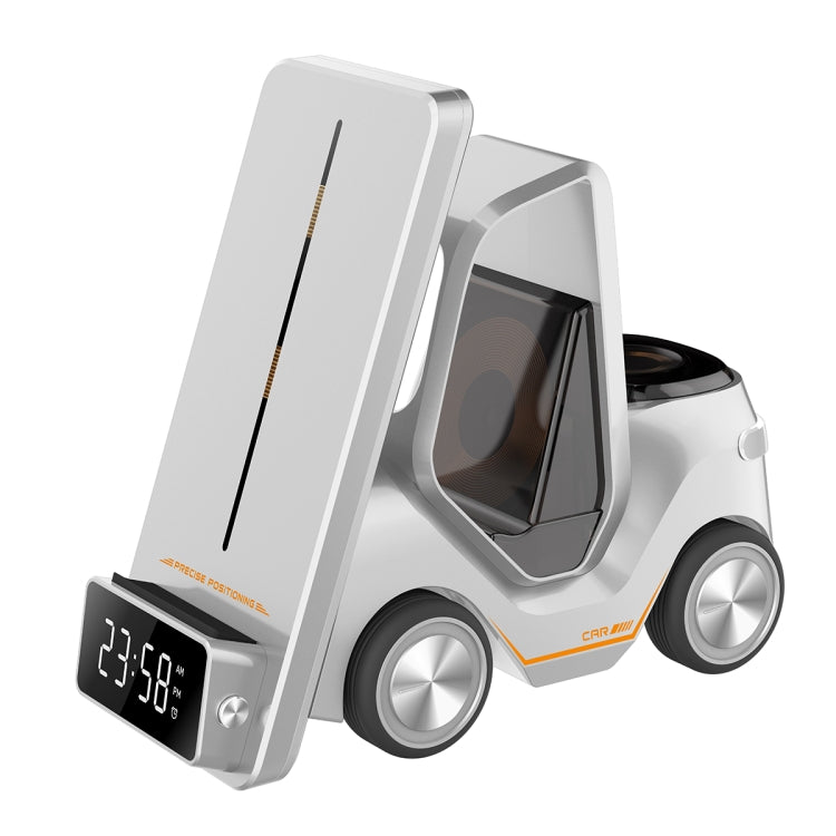 T20 Chargeur sans fil Réveil de bureau 5-en-1 en forme de voiture avec lumière d'ambiance, blanc, gris, jaune, orange