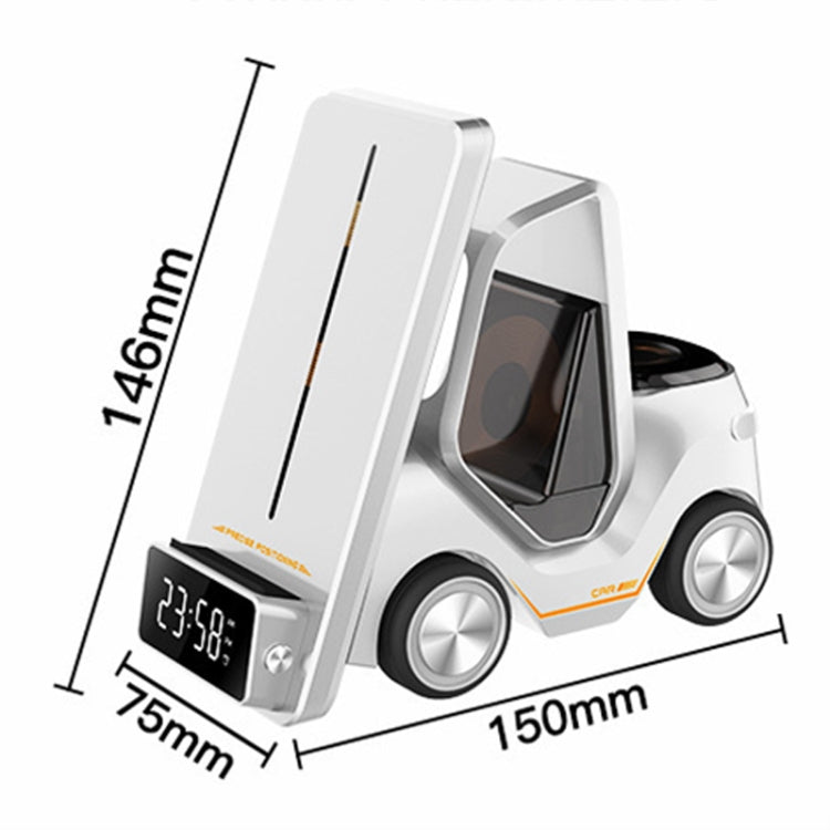 T20 Chargeur sans fil Réveil de bureau 5-en-1 en forme de voiture avec lumière d'ambiance, blanc, gris, jaune, orange