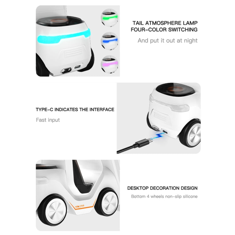 T20 Chargeur sans fil Réveil de bureau 5-en-1 en forme de voiture avec lumière d'ambiance, blanc, gris, jaune, orange