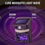 E-SMARTER W792 Applique murale solaire LED avec fonction de contrôle des moustiques à lumière violette, capteur intelligent humain, lampe de jardin extérieure, lumière blanche, lumière blanche + lumière jaune