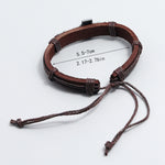 Bracelet en cuir tressé vintage personnalisé, croix simple, réglable par coulissement