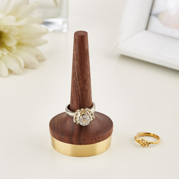 Support à Bague en Noyer Noir et Laiton pour Bijoux, Présentoir à Bagues