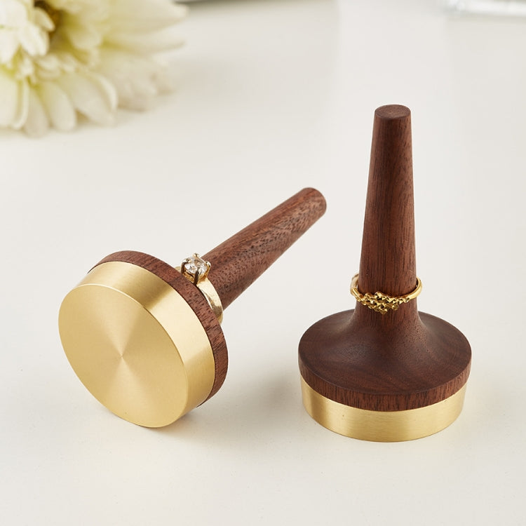 Support à Bague en Noyer Noir et Laiton pour Bijoux, Présentoir à Bagues