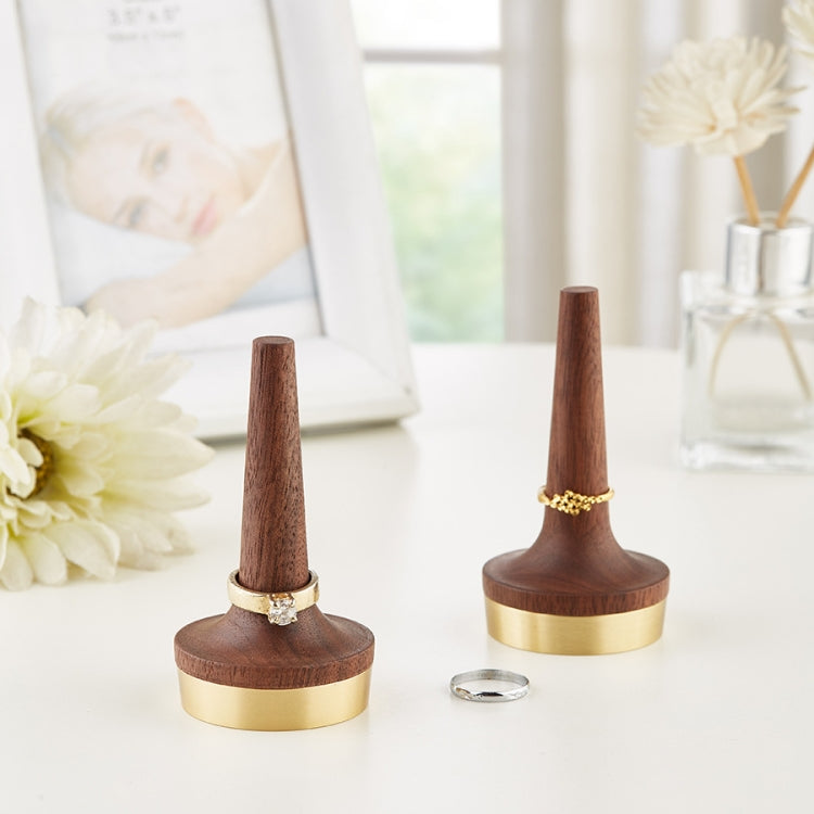 Support à Bague en Noyer Noir et Laiton pour Bijoux, Présentoir à Bagues