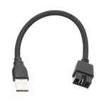 Câble adaptateur USB-A mâle vers 9 broches pour carte mère avec RGB intégré vers port U externe, USB-A mâle vers 9 broches