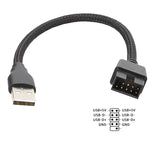 Câble adaptateur USB-A mâle vers 9 broches pour carte mère avec RGB intégré vers port U externe, USB-A mâle vers 9 broches