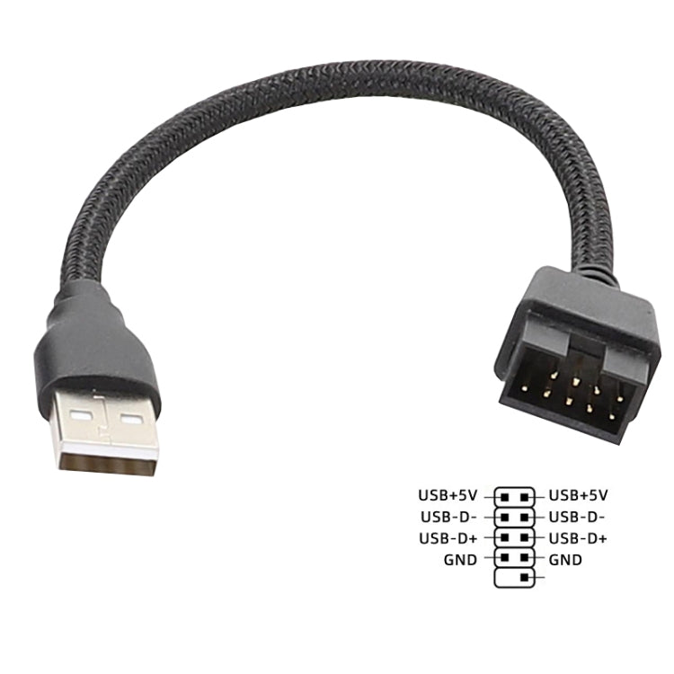 Câble adaptateur USB-A mâle vers 9 broches pour carte mère avec RGB intégré vers port U externe, USB-A mâle vers 9 broches
