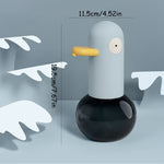 Distributeur automatique de savon mousse rechargeable et sans contact en forme de canard mignon pour la salle de bain et la cuisine, bleu, jaune