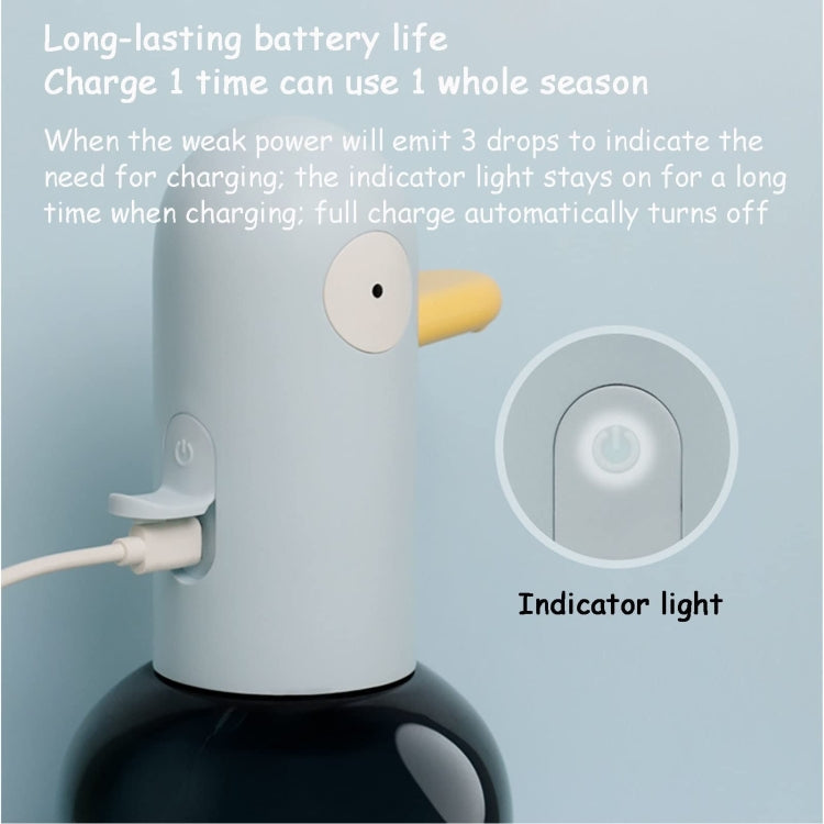 Distributeur automatique de savon mousse rechargeable et sans contact en forme de canard mignon pour la salle de bain et la cuisine, bleu, jaune