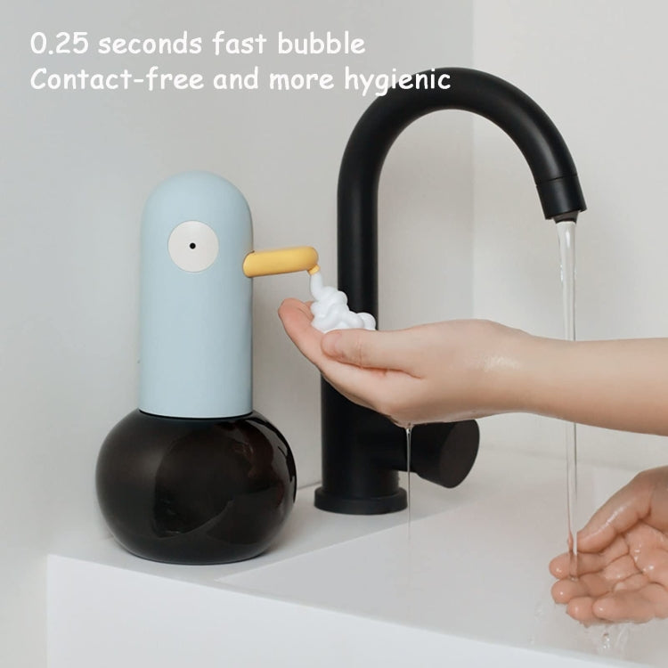 Distributeur automatique de savon mousse rechargeable et sans contact en forme de canard mignon pour la salle de bain et la cuisine, bleu, jaune