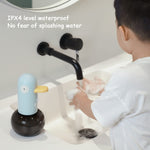 Distributeur automatique de savon mousse rechargeable et sans contact en forme de canard mignon pour la salle de bain et la cuisine, bleu, jaune