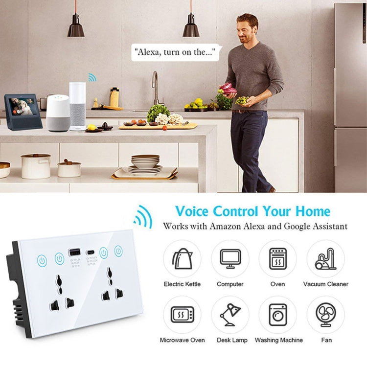 Prise intelligente Graffiti avec interrupteur USB+Type-C double port, prise télécommande, prise UK, Wifi blanc, Wifi noir, ZigBee blanc, ZigBee noir