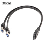 Câble panneau USB3.0 19 broches pour carte mère vers câble plat double port A femelle, 30cm, 50cm, 80cm