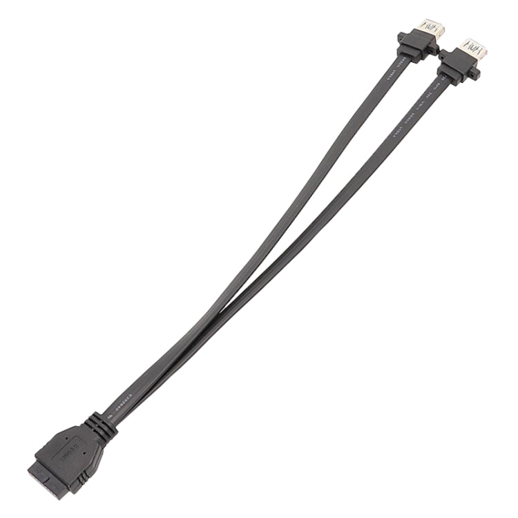 Câble panneau USB3.0 19 broches pour carte mère vers câble plat double port A femelle, 30cm, 50cm, 80cm