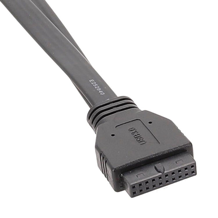 Câble panneau USB3.0 19 broches pour carte mère vers câble plat double port A femelle, 30cm, 50cm, 80cm