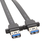 Câble panneau USB3.0 19 broches pour carte mère vers câble plat double port A femelle, 30cm, 50cm, 80cm
