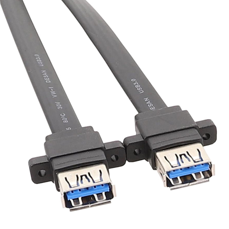 Câble panneau USB3.0 19 broches pour carte mère vers câble plat double port A femelle, 30cm, 50cm, 80cm