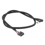 Câble de données USB 9 broches vers Type-C coudé pour carte mère, câble réseau tressé, 60cm coudé