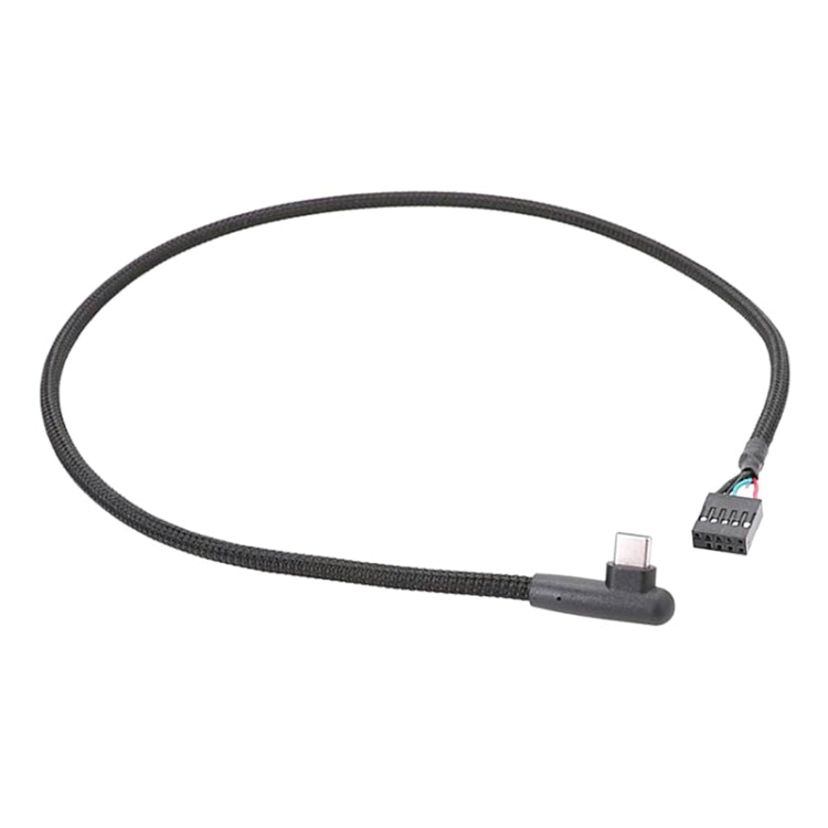 Câble de données USB 9 broches vers Type-C coudé pour carte mère, câble réseau tressé, 60cm coudé