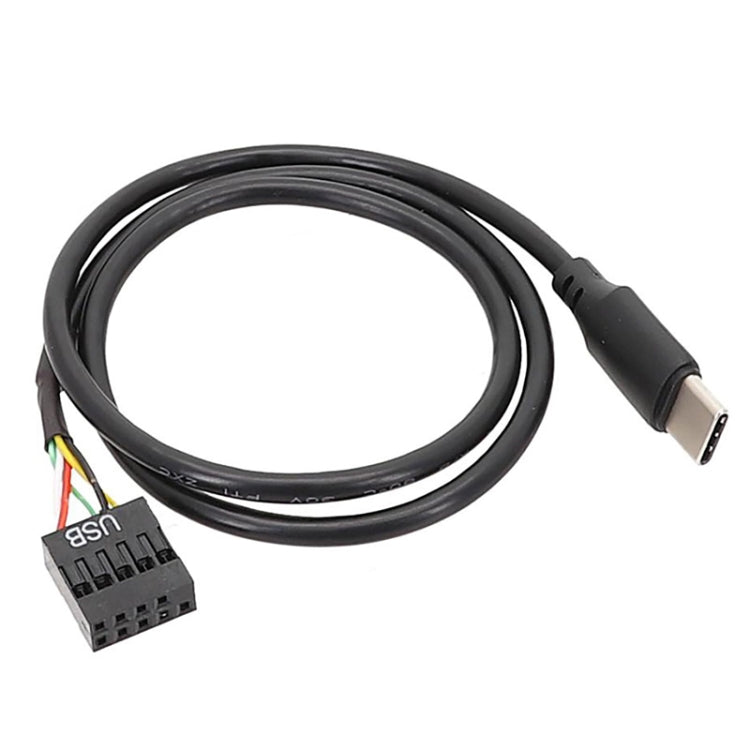 Câble de données USB 9 broches vers Type-C droit pour carte mère, câble doublement blindé, 50cm droit