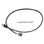 Câble de données USB 9 broches vers Type-C droit pour carte mère, câble doublement blindé, 50cm droit