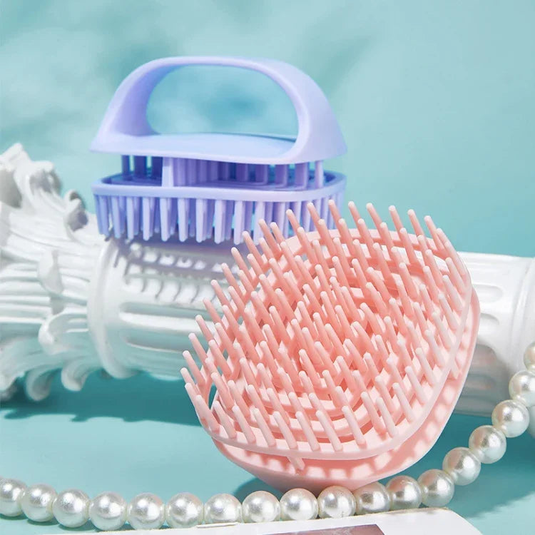 Brosse à shampooing en silicone, brosse de massage pour cuir chevelu propre, brosse à shampooing portable sèche et humide