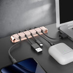 Porte-câble de bureau AhaStyle PT125 en alliage d'aluminium + silicone à 5 trous pour positionnement