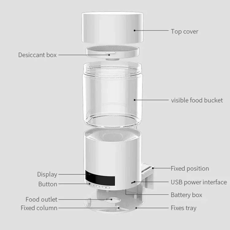 Distributeur automatique de nourriture pour poissons à double usage USB direct / batterie, distribution avec minuterie, O2