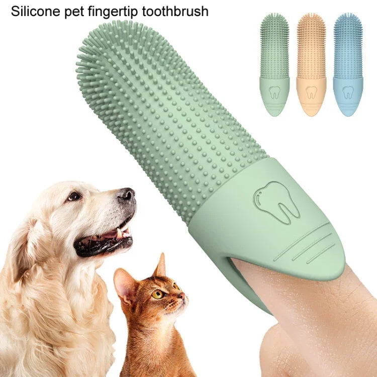 Brosse à dents pour animaux de compagnie (chats et chiens), brosse à dents en silicone, outil de soin bucco-dentaire pour animaux.