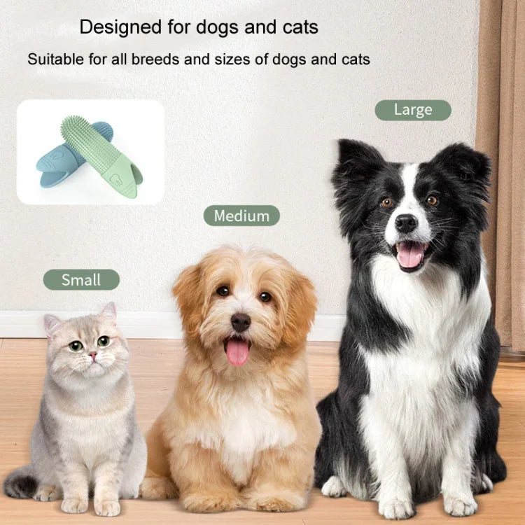 Brosse à dents pour animaux de compagnie (chats et chiens), brosse à dents en silicone, outil de soin bucco-dentaire pour animaux.