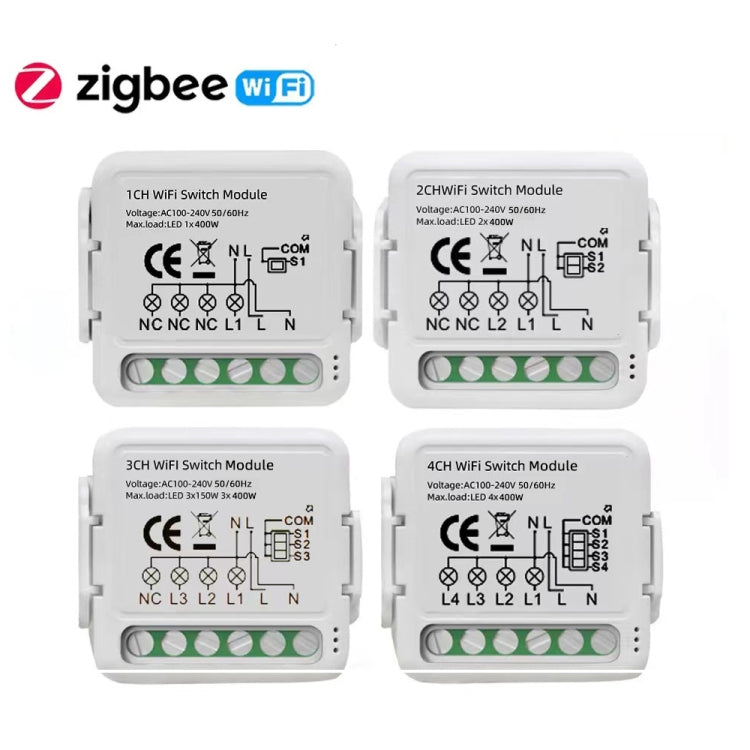 Module d'interrupteur intelligent pour Alexa / Google Home / application Tuya Smart Life, 1CH WiFi, 2CH WiFi, 3CH WiFi, 4CH WiFi, 1CH Zigbee, 2CH Zigbee, 3CH Zigbee, 4CH Zigbee