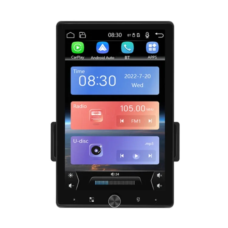 Écran vertical simple 10,4 pouces MP5 à rotation manuelle, navigation Android avec Carplay sans fil et caméra de recul