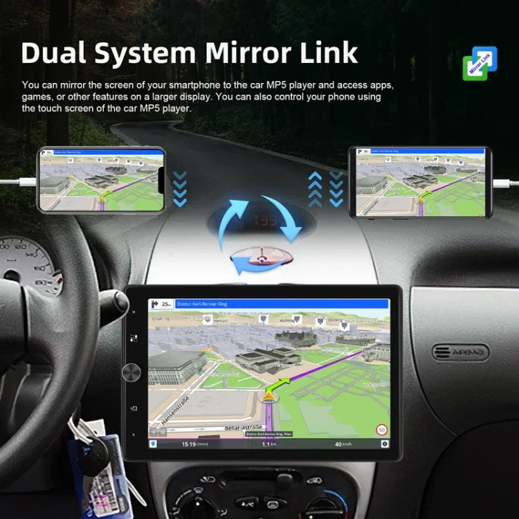 Écran vertical simple 10,4 pouces MP5 à rotation manuelle, navigation Android avec Carplay sans fil et caméra de recul